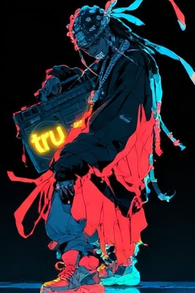 Neon Street Figure Illustration Poster. poster