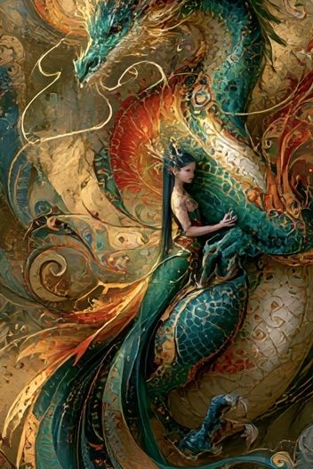 Dragon Embrace Fantasy Poster. poster detail