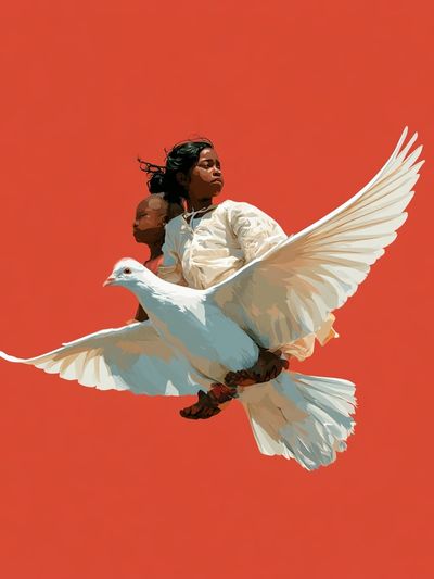 Girl and Dove Digital Art Poster.