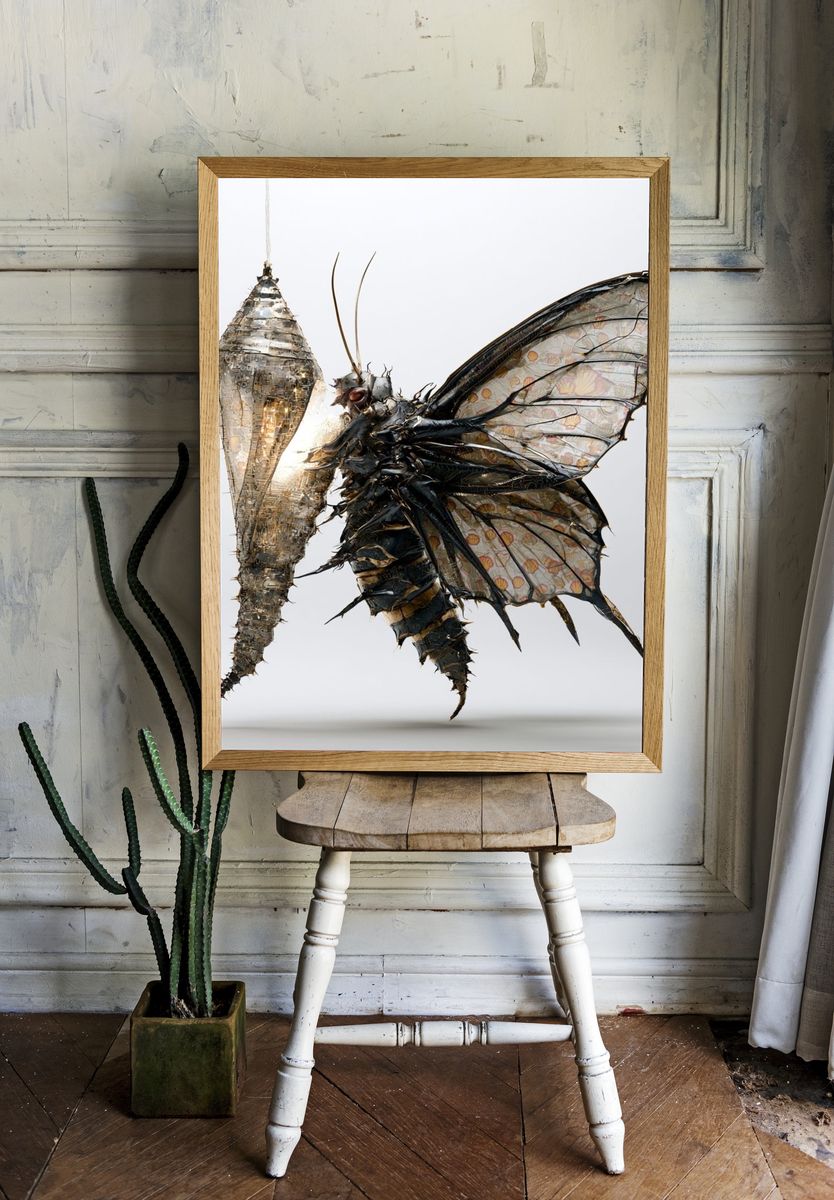 Surreal Butterfly Cocoon Print. room preview