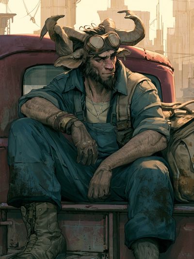 Horned Traveler Digital Art Poster.