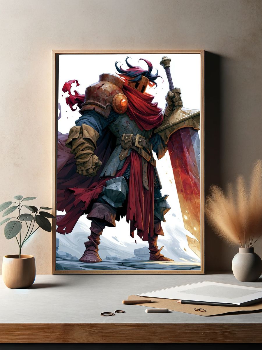 Armored Knight Fantasy Illustration Poster. — room view 2