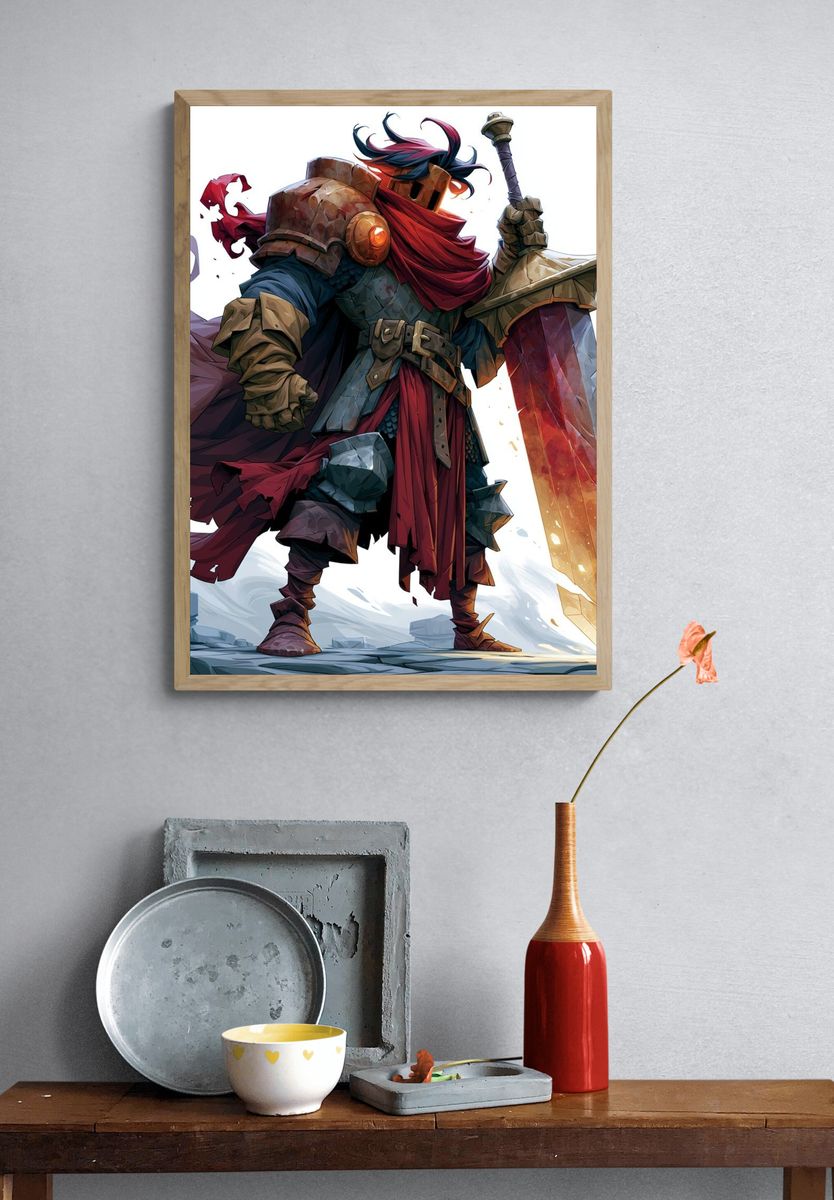 Armored Knight Fantasy Illustration Poster. — room view 3