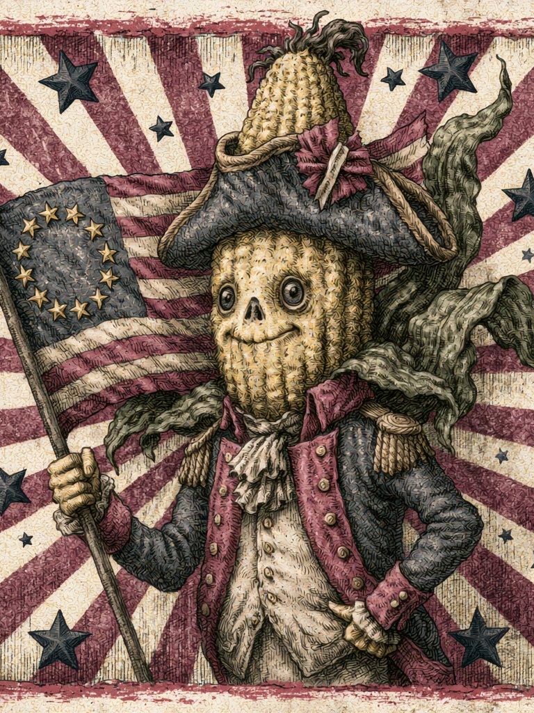 Patriotic Skeleton Corn Illustration Poster. poster — illustration art