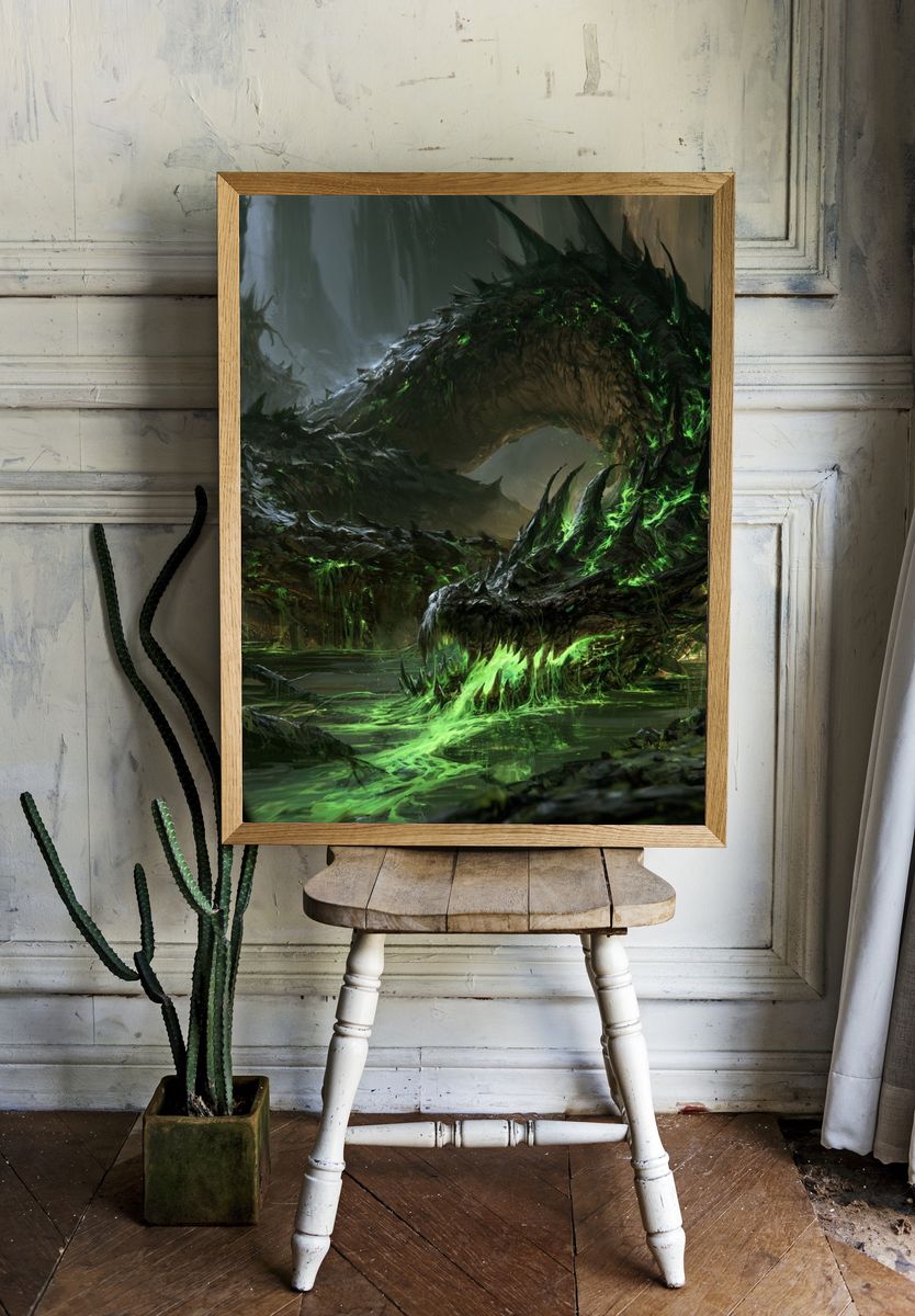 Cybernetic Guardian Digital Art Poster. — room view 1
