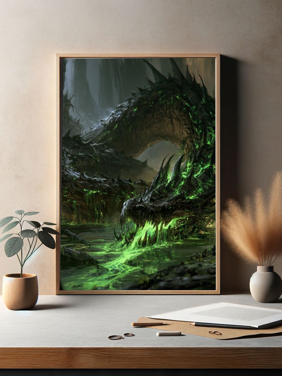 Cybernetic Guardian Digital Art Poster. — room view 2