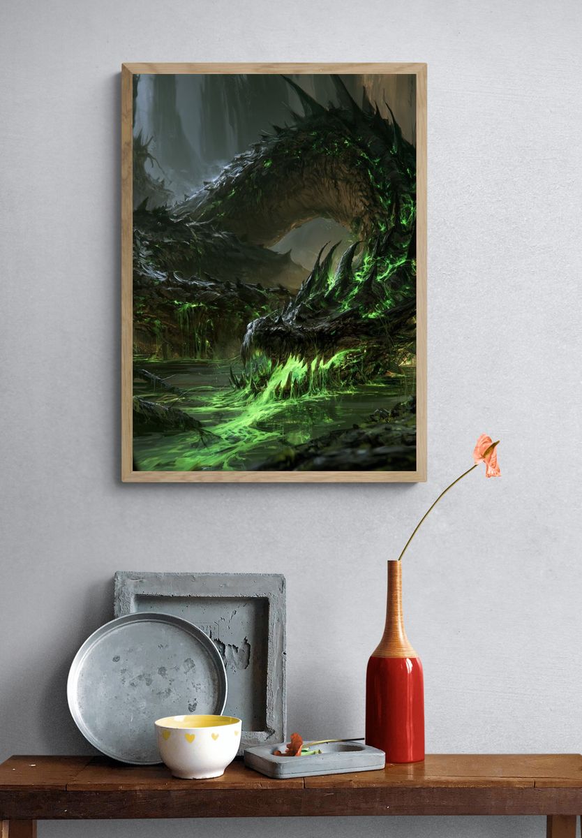 Cybernetic Guardian Digital Art Poster. — room view 3