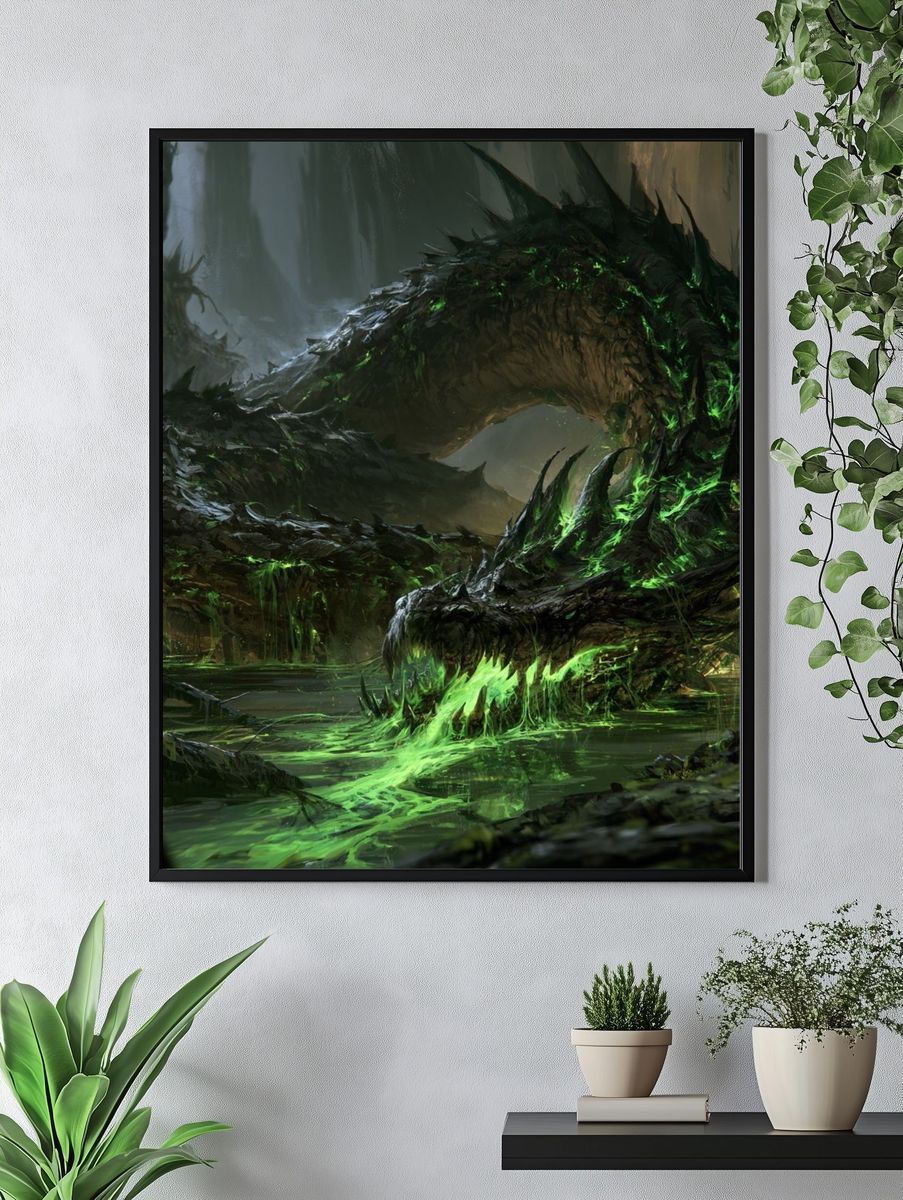 Cybernetic Guardian Digital Art Poster. — room view 4