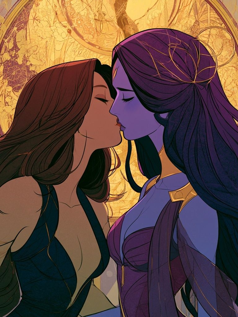 Moonlit Kiss Illustration Poster. poster detail
