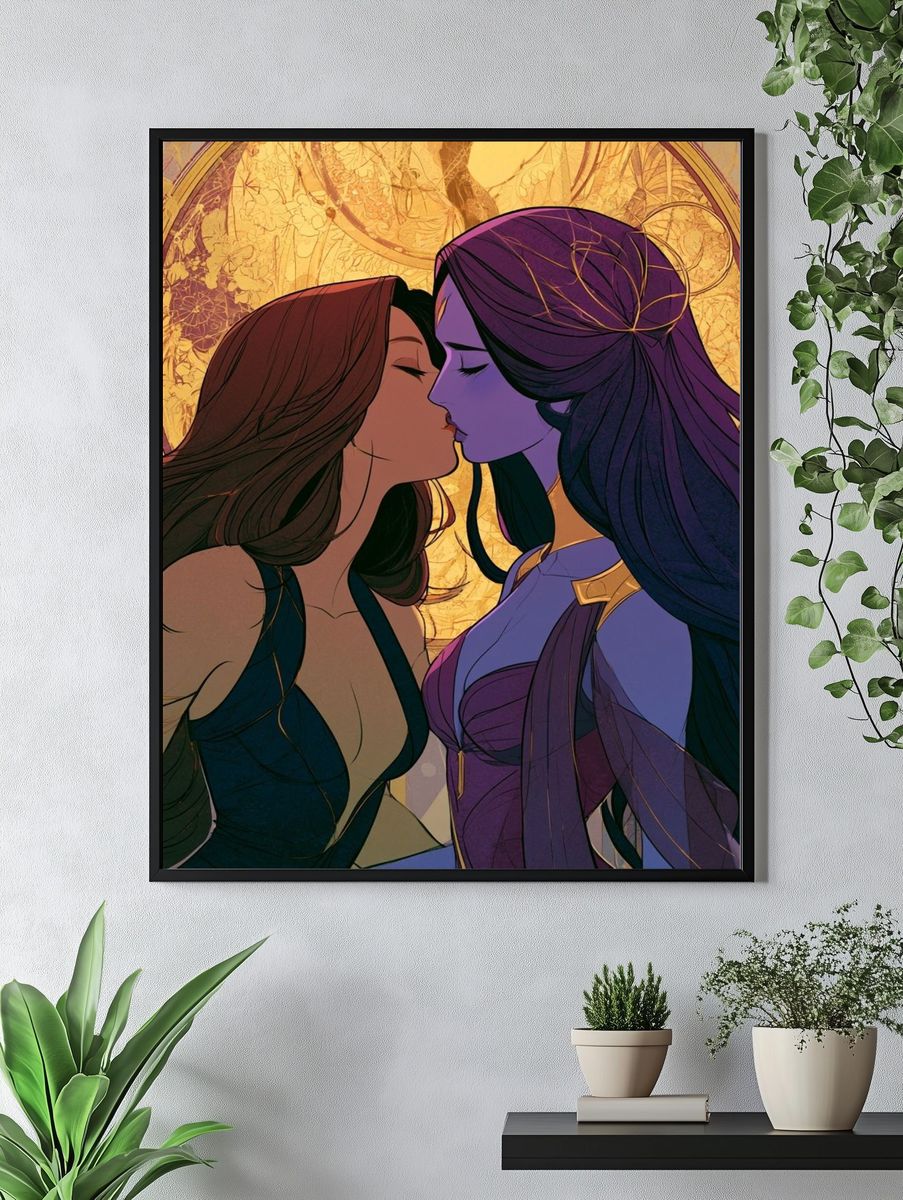Moonlit Kiss Illustration Poster. — room view 4