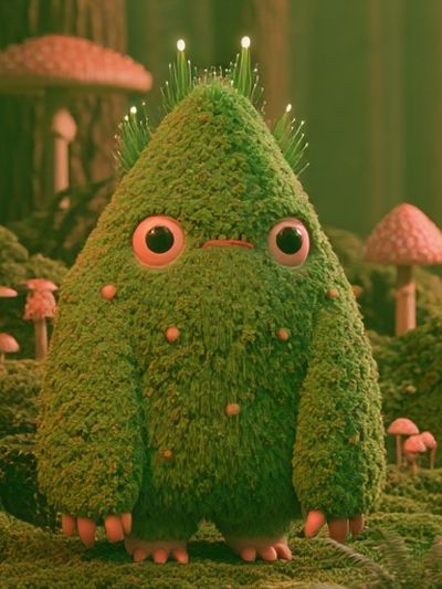 Mossy Forest Creature Illustration Poster. poster