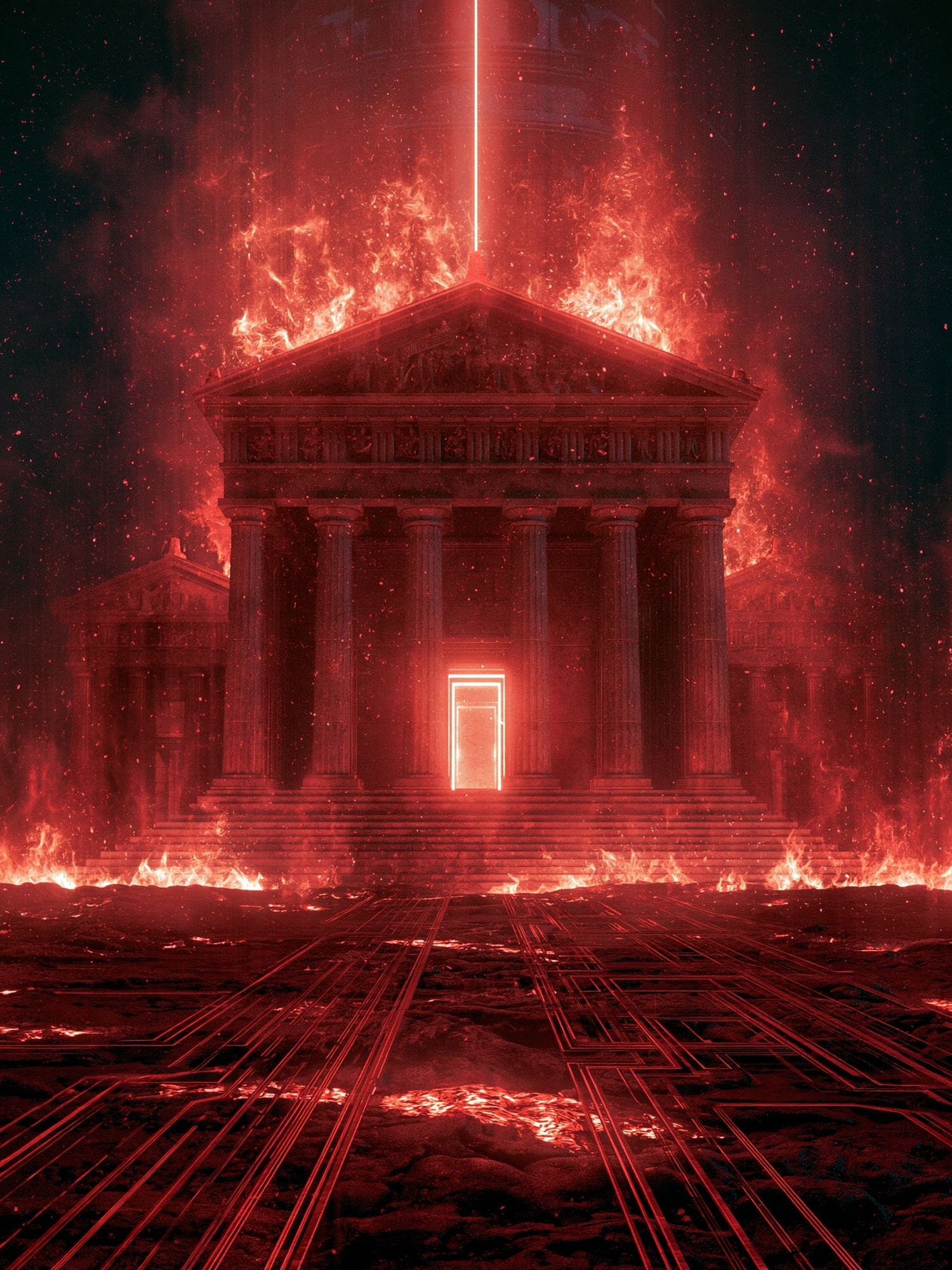 Burning Temple Digital Art Poster. poster — illustration art