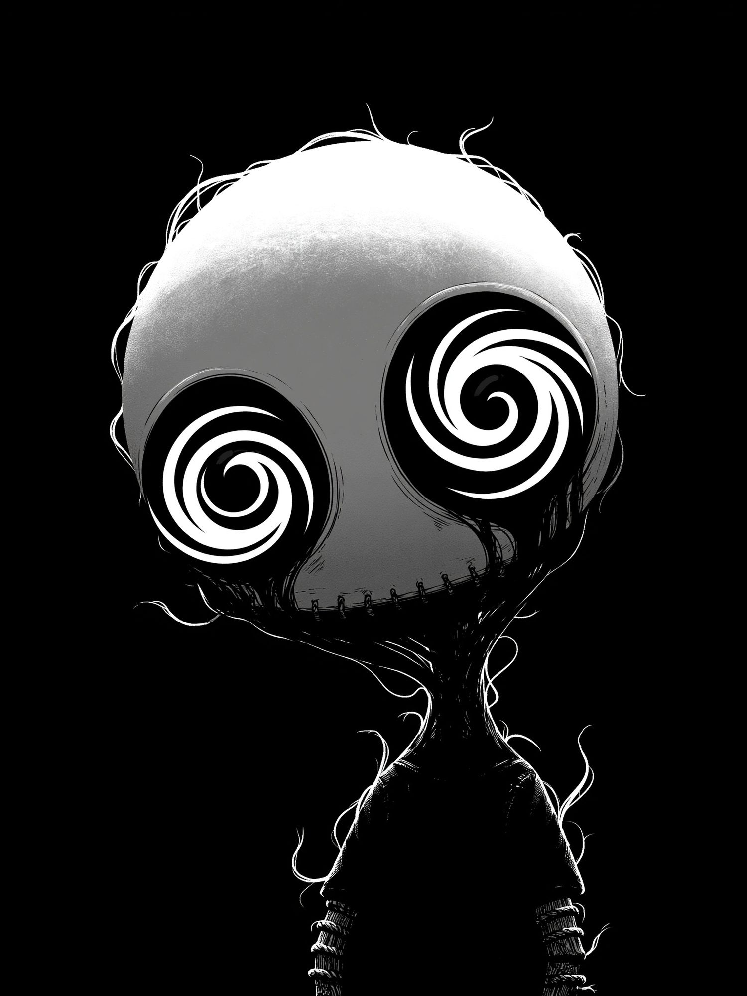 Spooky Spiral Doll Illustration Poster. poster detail