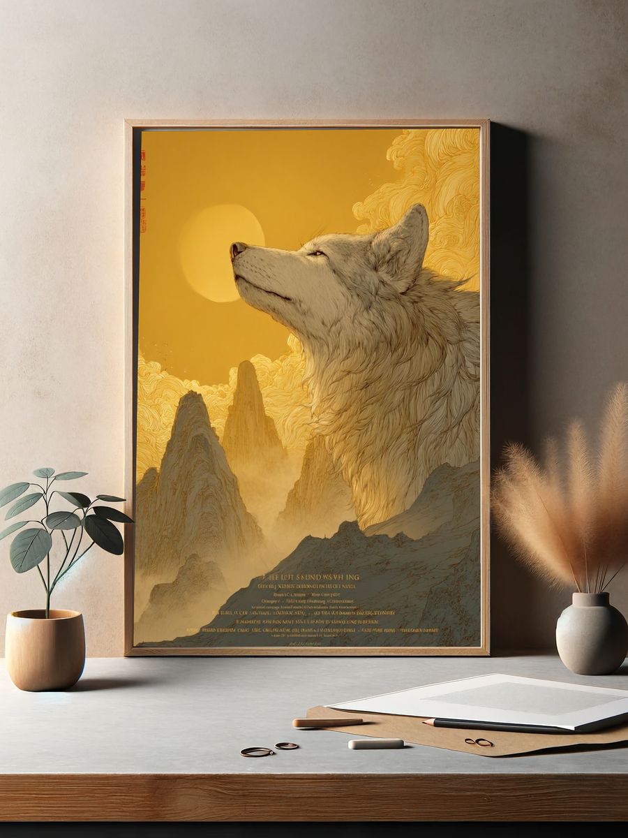 Golden Wolf Mountain Poster. — room view 2