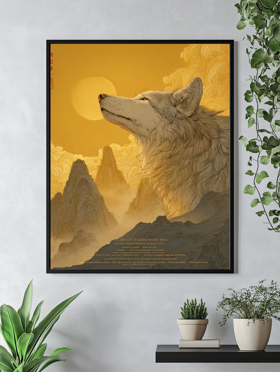 Golden Wolf Mountain Poster. — room view 4