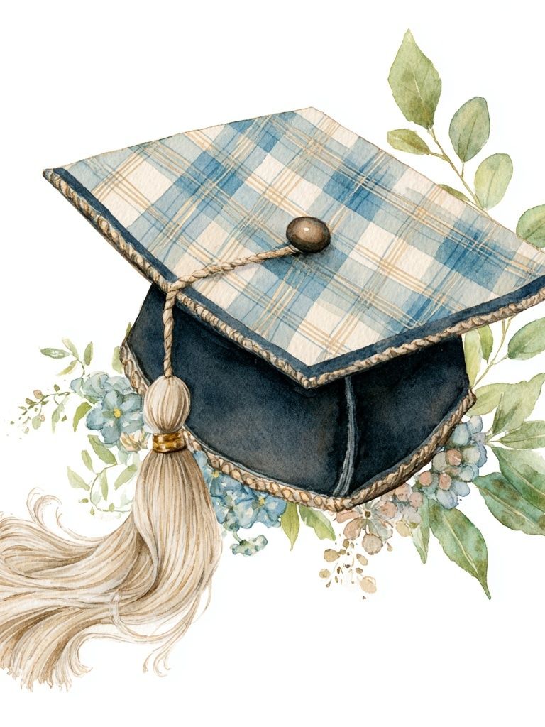 Graduation Cap Watercolor Print. poster — illustration art