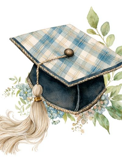 Graduation Cap Watercolor Print. poster print