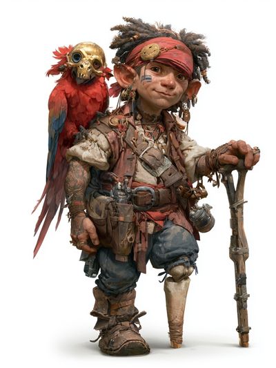 Fantasy Pirate Gnome Illustration Poster.