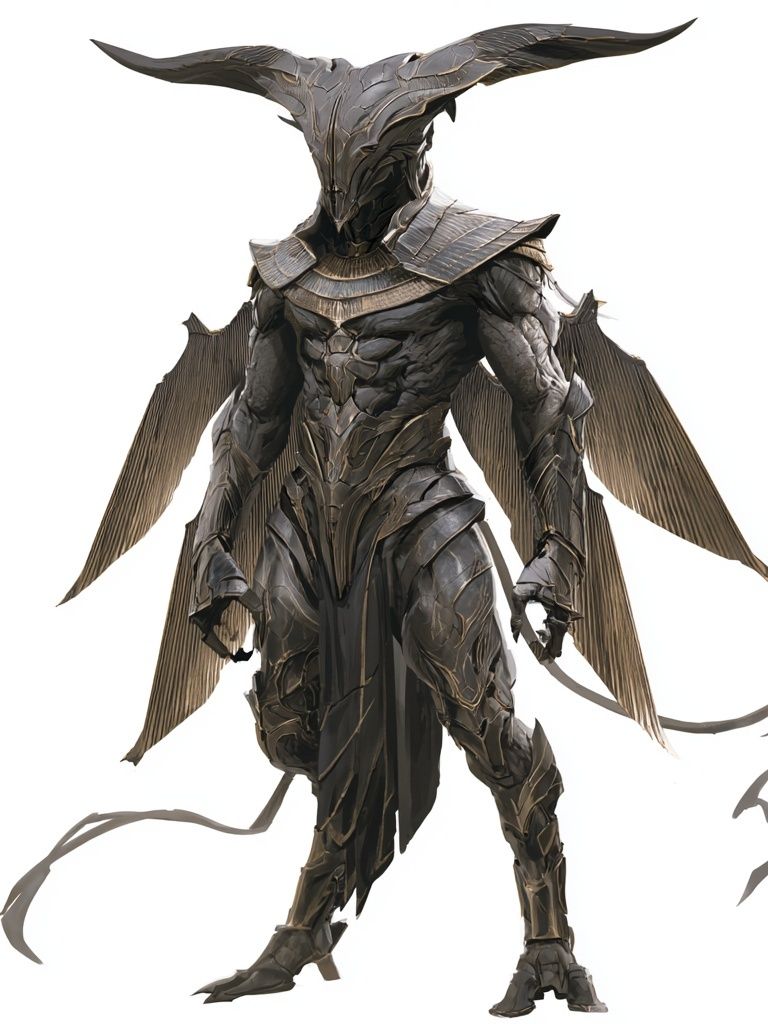 Winged Dark Warrior Fantasy Print. poster detail