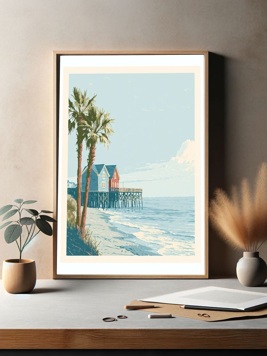 Coastal Pier at Sunrise Print. — room view 2