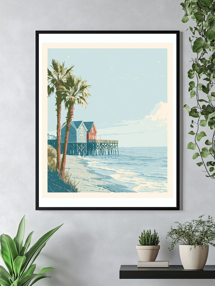 Coastal Pier at Sunrise Print. — room view 4