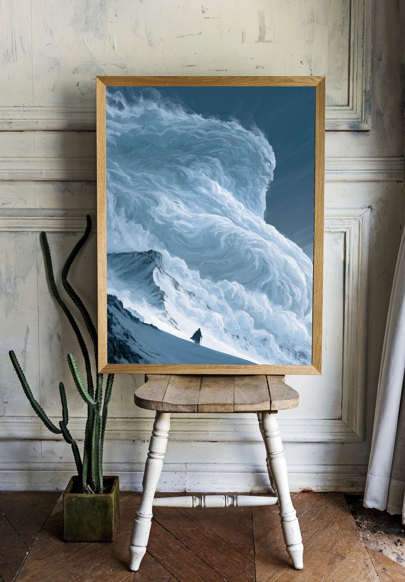 Snowy Mountain Storm Illustration Poster. room preview