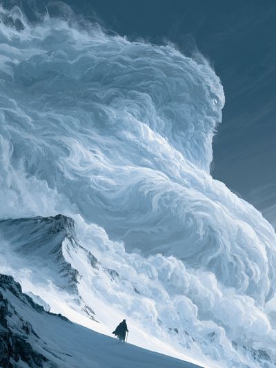 Snowy Mountain Storm Illustration Poster. poster