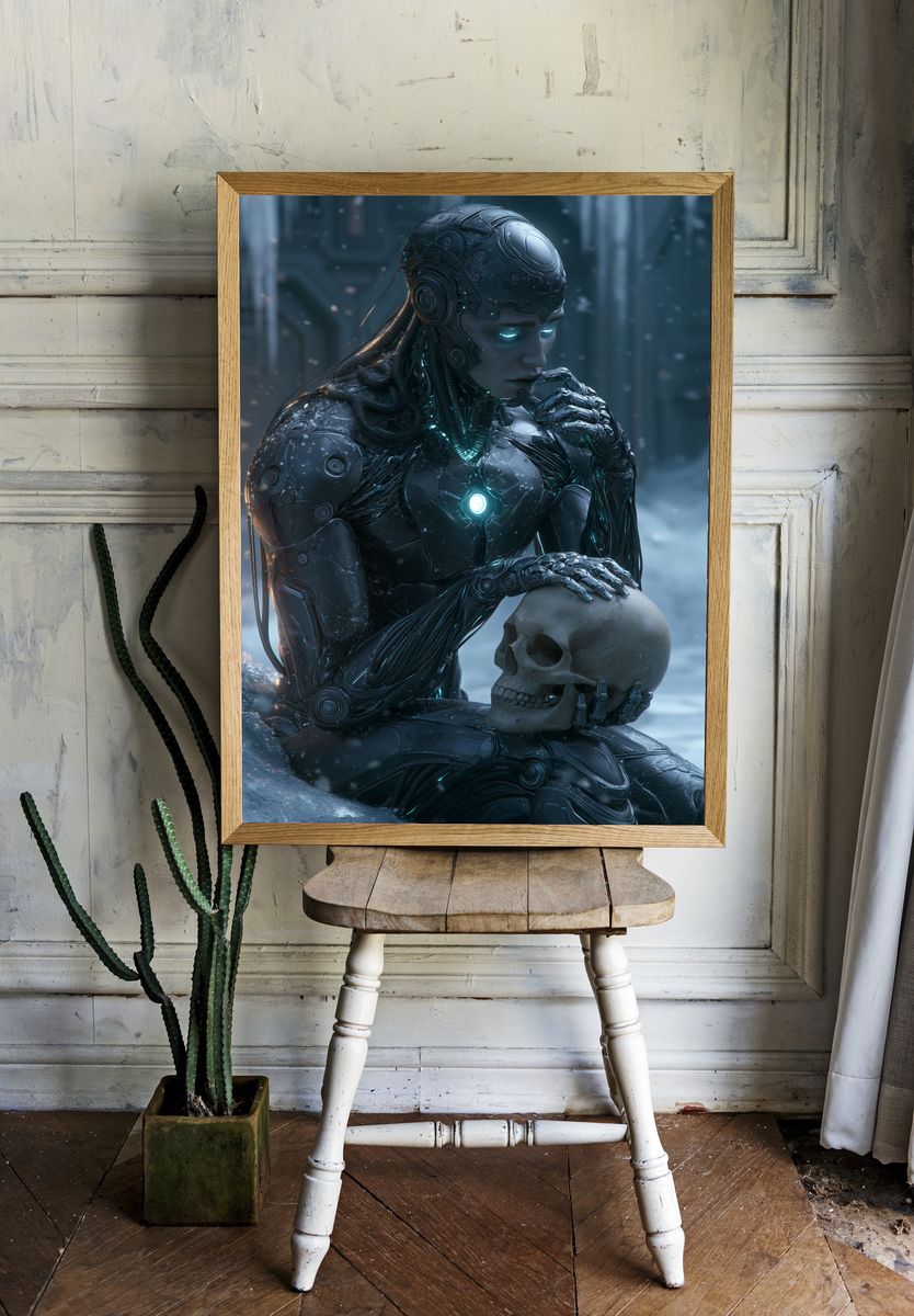 Cybernetic Thinker Sci-Fi Print. — room view 1