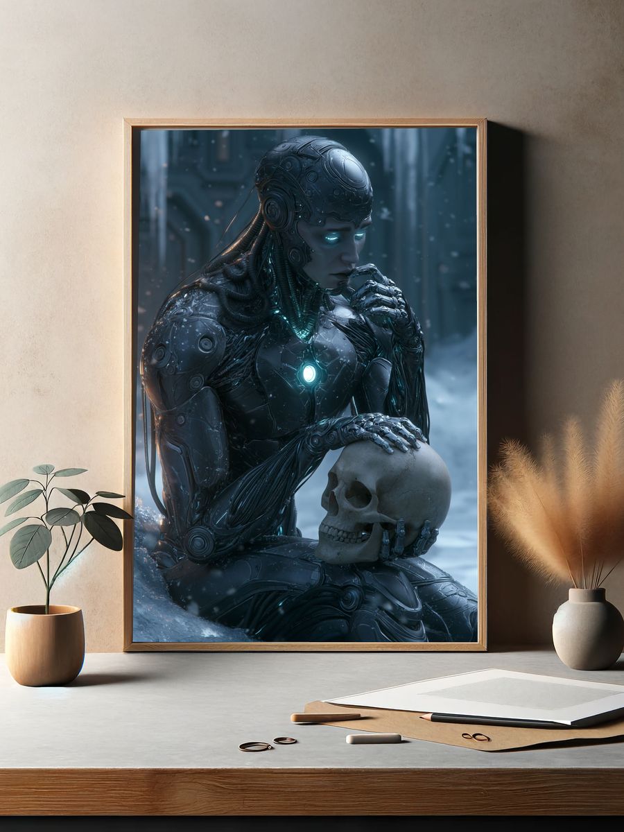 Cybernetic Thinker Sci-Fi Print. — room view 2