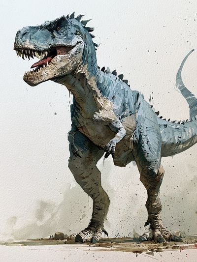 T-Rex Watercolor Illustration Poster.