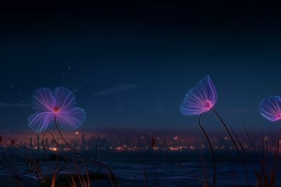 Neon Lotus Bloom Illustration Poster. poster