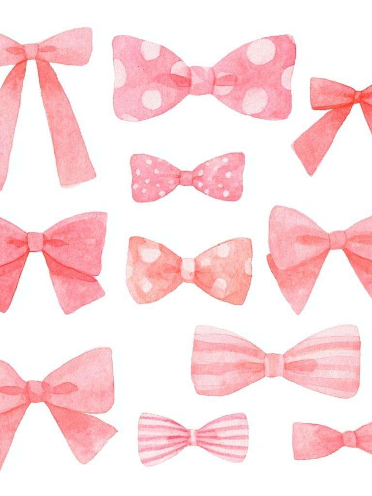 Pink Watercolor Bows Print. poster — illustration art