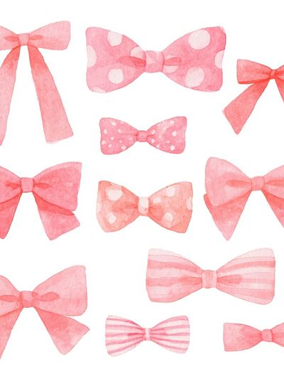 Pink Watercolor Bows Print. poster