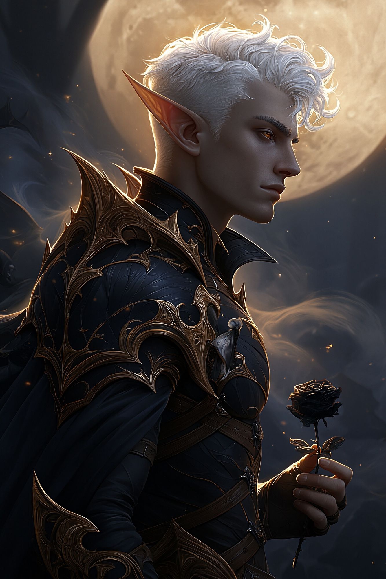 Moonlit Elf Portrait Print. poster detail
