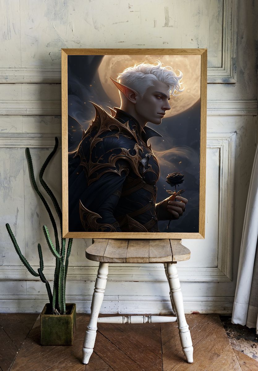 Moonlit Elf Portrait Print. room preview