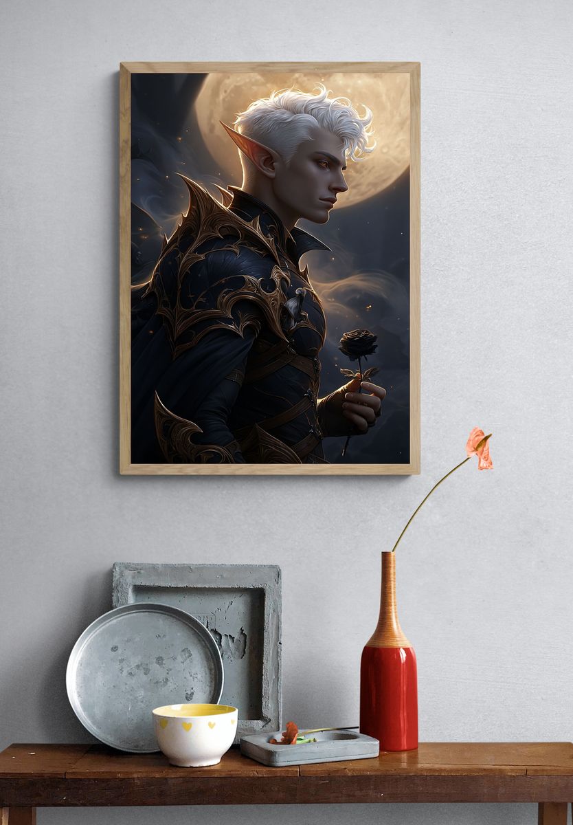Moonlit Elf Portrait Print. — room view 3