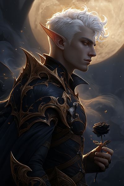 Moonlit Elf Portrait Print. poster