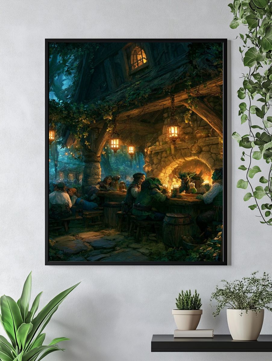 Enchanted Forest Tavern Illustration Poster. — room view 4
