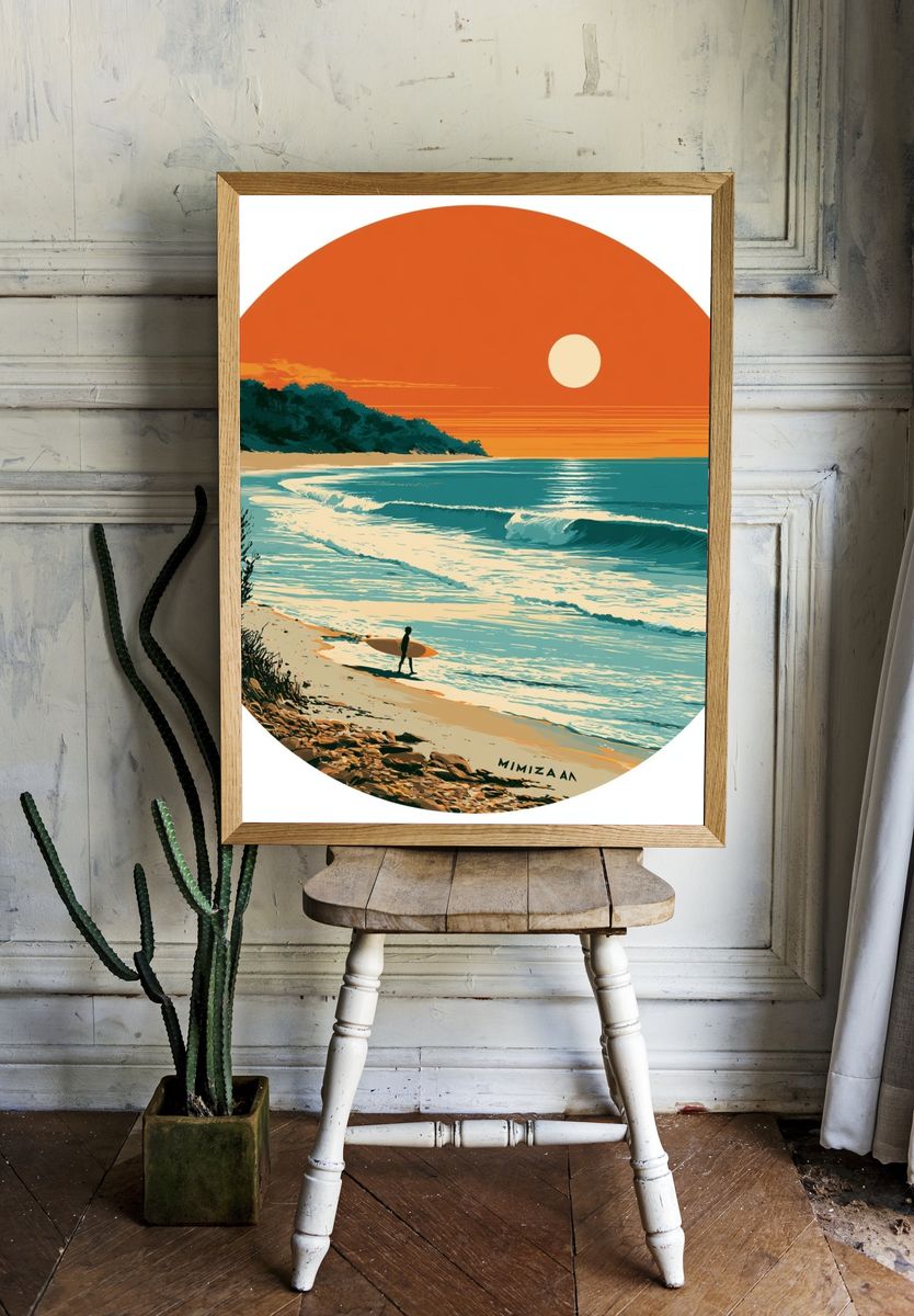 Sunset Surf Coast Illustration Poster. room preview