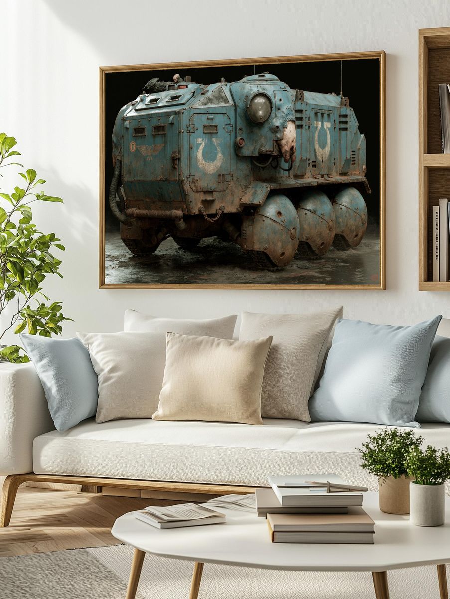 Rusty Sci-Fi Armored Vehicle Poster. — room view 2