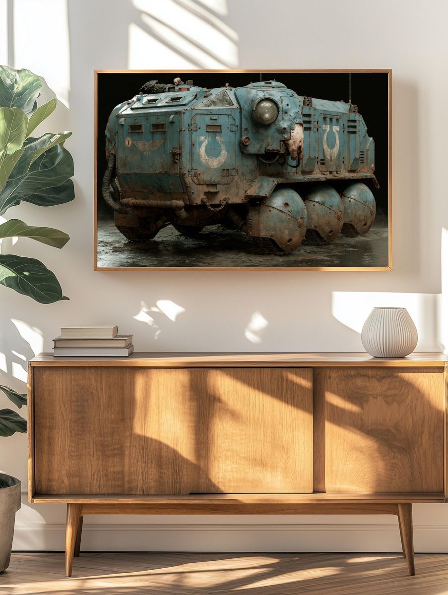 Rusty Sci-Fi Armored Vehicle Poster. — room view 3