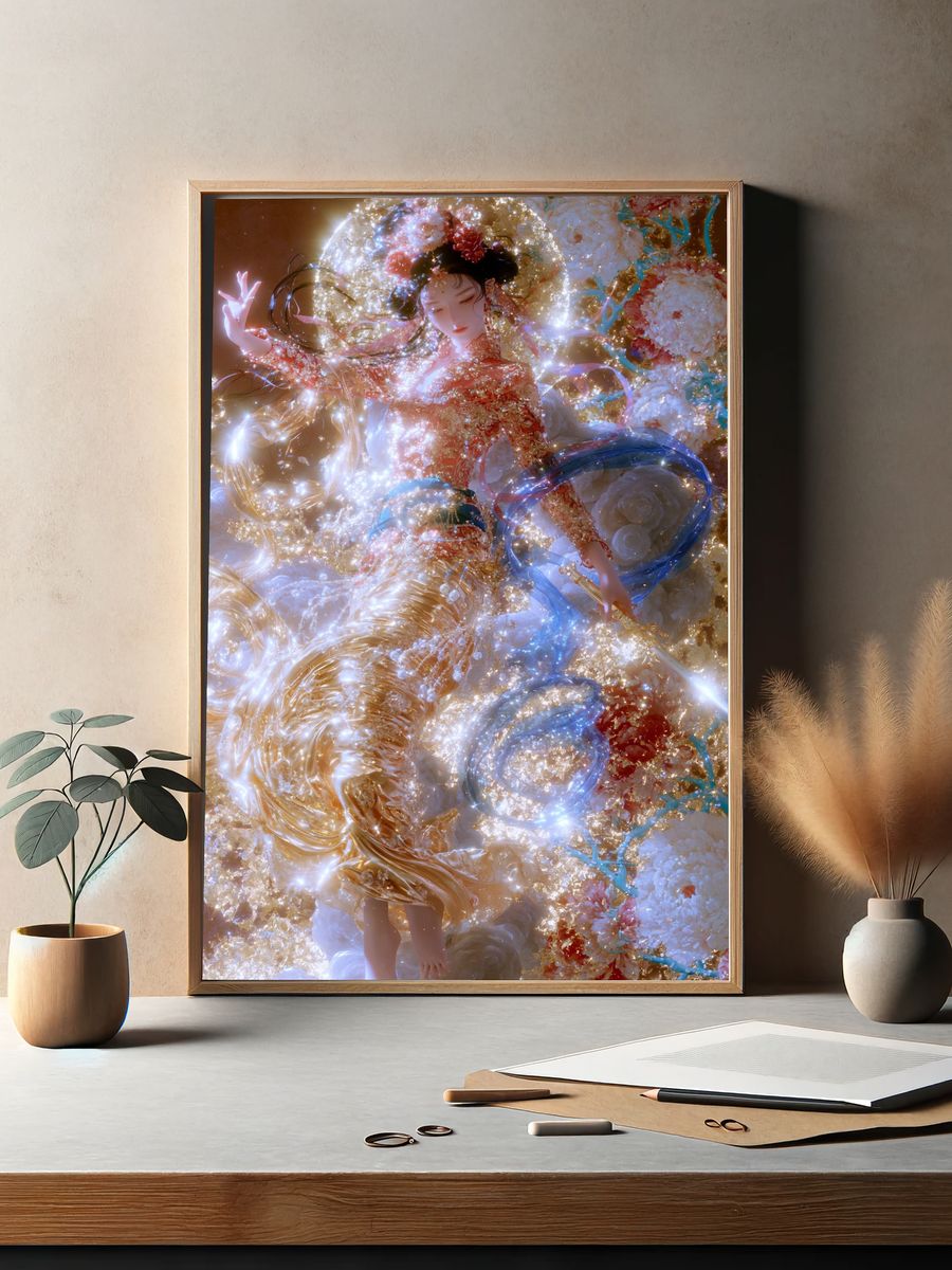 Celestial Floral Dream Illustration Poster. — room view 2