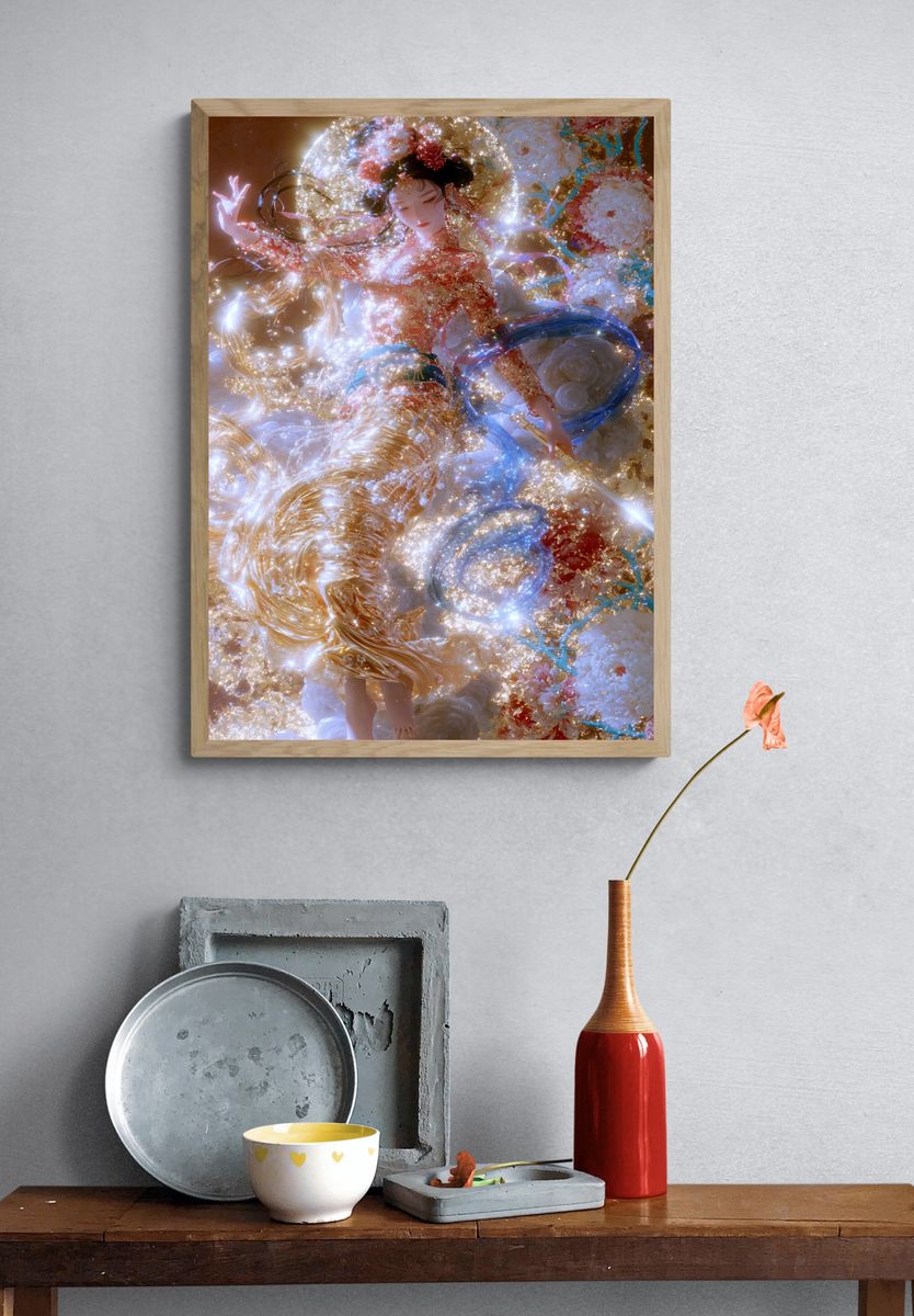 Celestial Floral Dream Illustration Poster. — room view 3