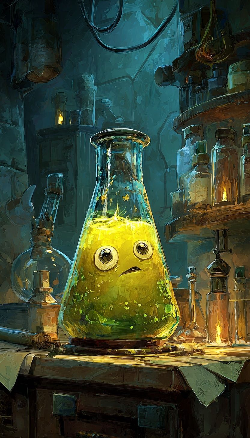 Whimsical Alchemy Lab Illustration Poster. poster detail