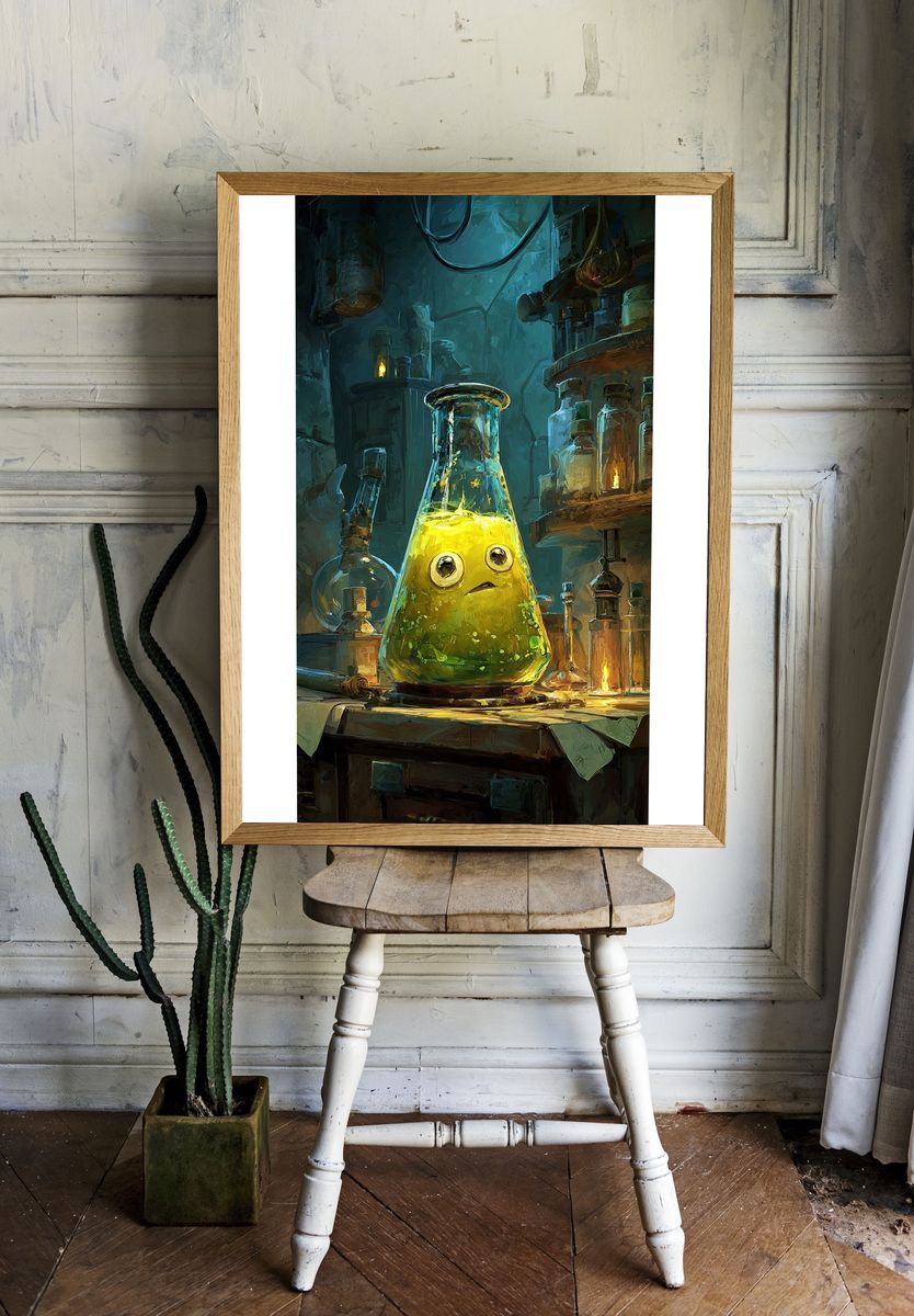 Whimsical Alchemy Lab Illustration Poster. room preview
