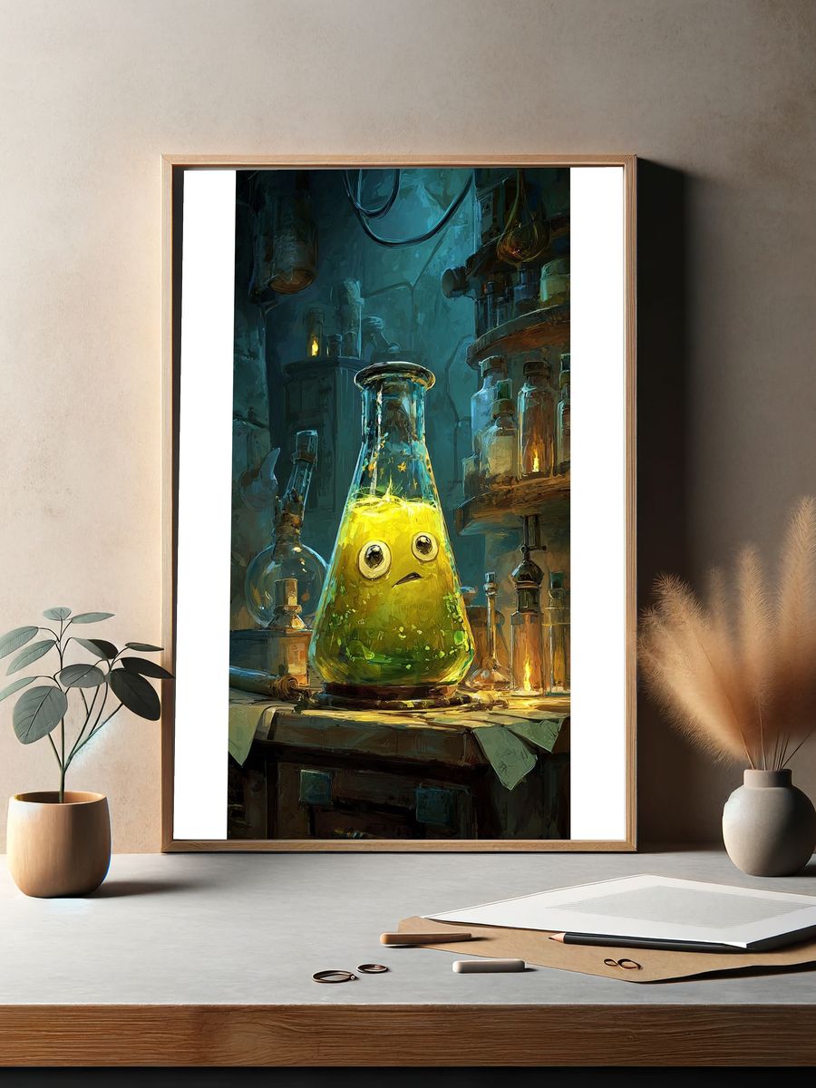 Whimsical Alchemy Lab Illustration Poster. — room view 2