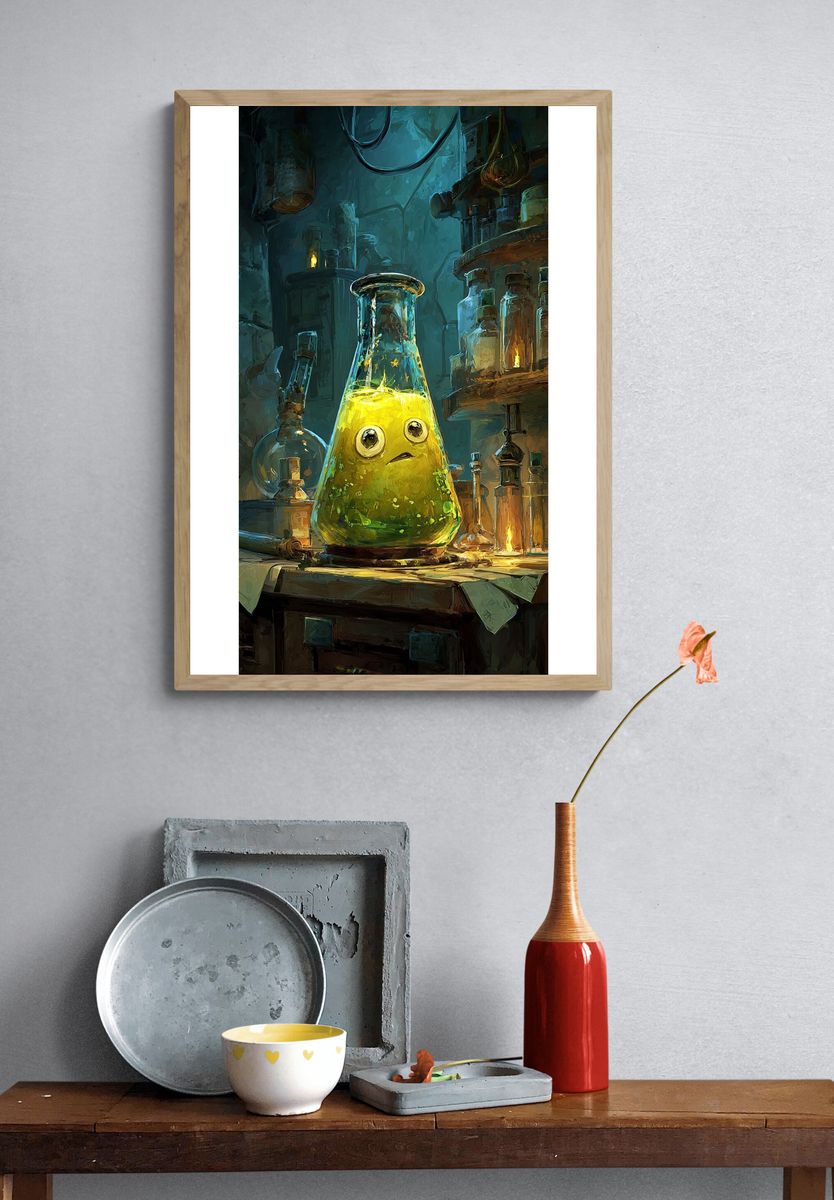 Whimsical Alchemy Lab Illustration Poster. — room view 3