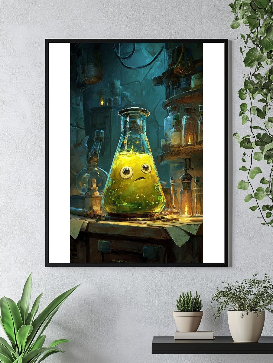 Whimsical Alchemy Lab Illustration Poster. — room view 4