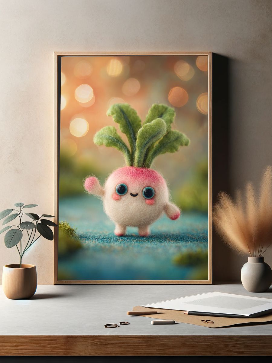 Cute Felt Turnip Illustration Poster. — room view 2