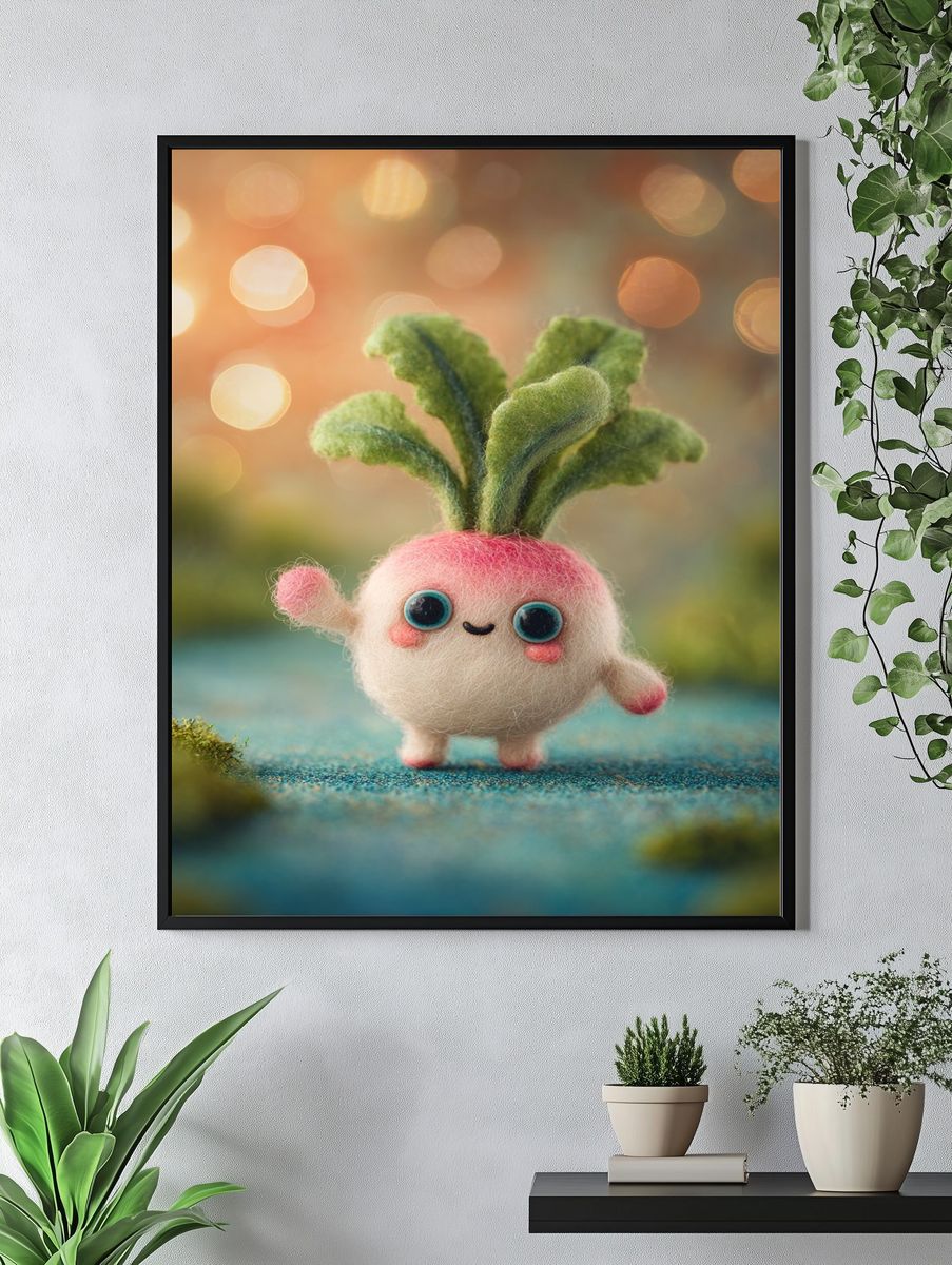 Cute Felt Turnip Illustration Poster. — room view 4